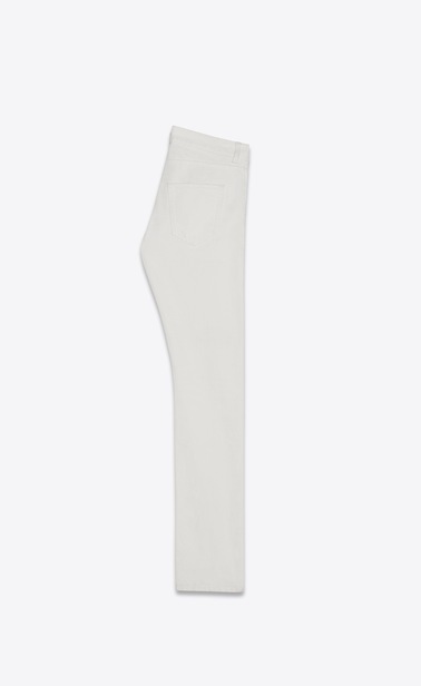 Slim jeans with holes in white stonewash denim